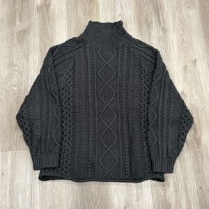 Essentials Fear of God Cable Knit Turtleneck Black Iron Sweater Men's Size XL